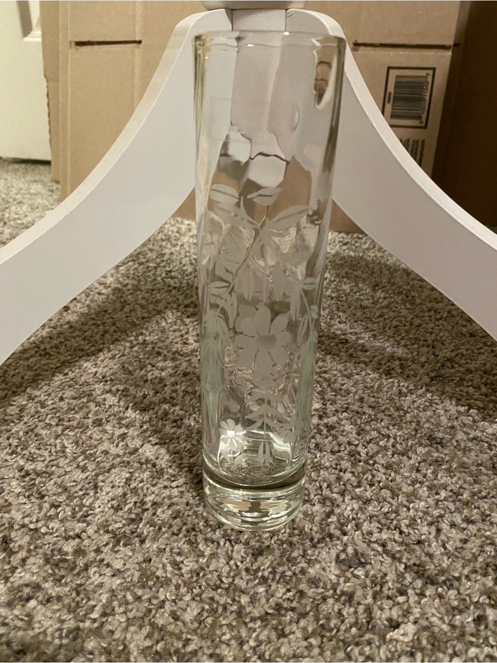 Vintage Clear Etched Glass Bud Vase -  Pasabache Turkey Home Accents
